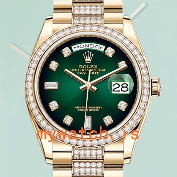 Rolex Day-Date 36mm Mens m128348rbr-0036 Green Dial Gold-tone: A Timeless Masterpiece